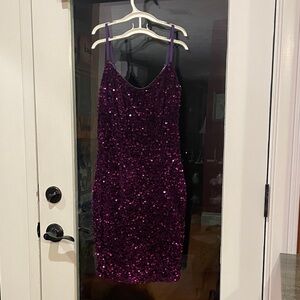 Dark Purple Sequin Homecoming Dress